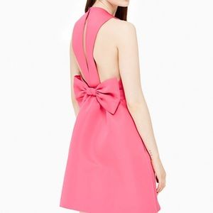 NWT Kate Spade pink satin faille bow back dress